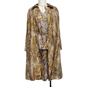 Vintage Ruth McCulloch Womens Size 14 Brown Printed 4 Piece Skirt Set